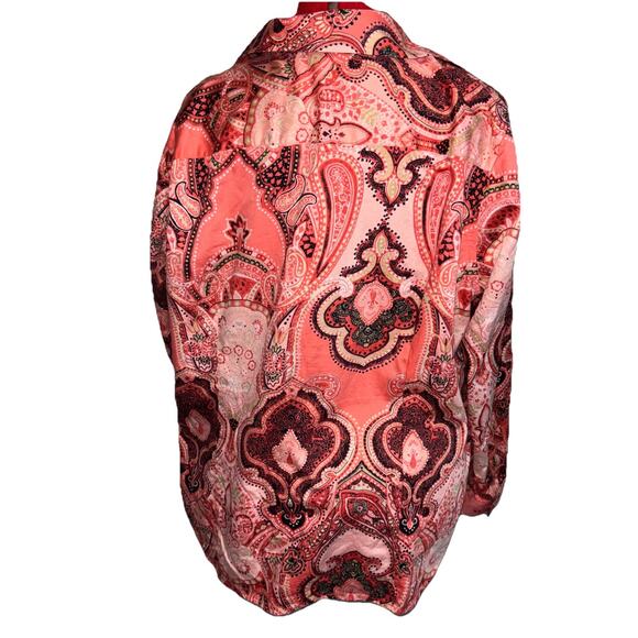 Jones New York Signature 2x Pink Paisley Button Down Cotton L/S Cottagecore - Picture 2 of 9